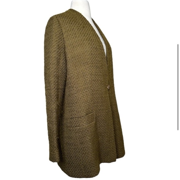 Dei Tre Neiman Marcus Wool Tweed Long Line Blazer Moss Green IT 48 (US L/12) - Picture 5 of 11
